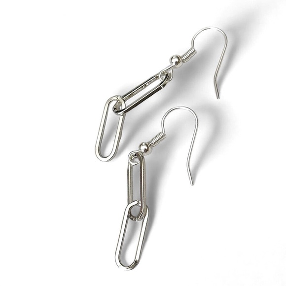 5 For $25💫Silver Paperclip Chains Links Dangles Earrings - Picture 1 of 4